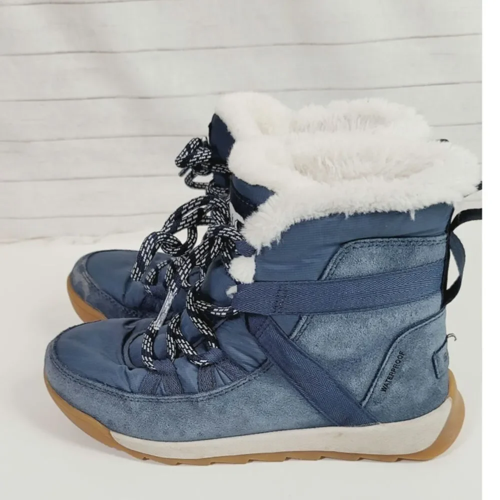 SOREL Whitney II Flurry Boot Waterproof Suede Winter Boots in Uniform Blue, sz 6